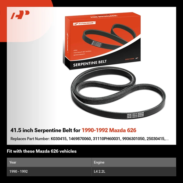 41.5 inch Serpentine Belt for 1990-1992 Mazda 626