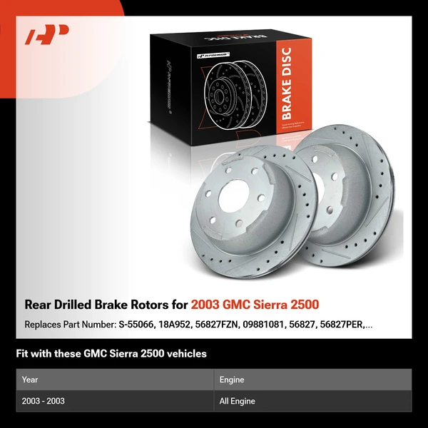 Rear Drilled Brake Rotors for 2003 GMC Sierra 2500