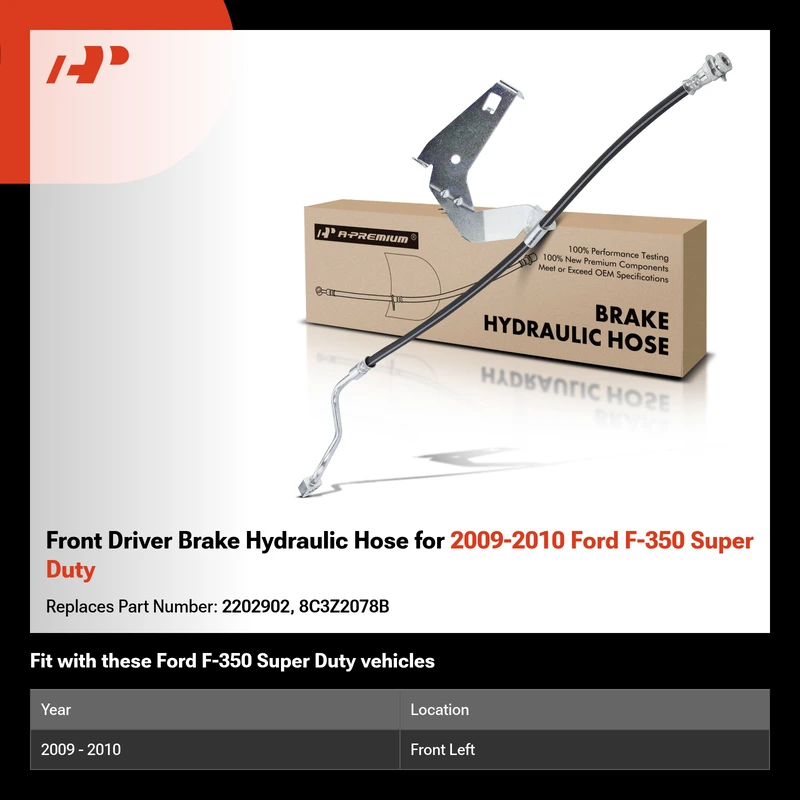 Front Driver Brake Hydraulic Hose for 2009-2010 Ford F-350 Super Duty