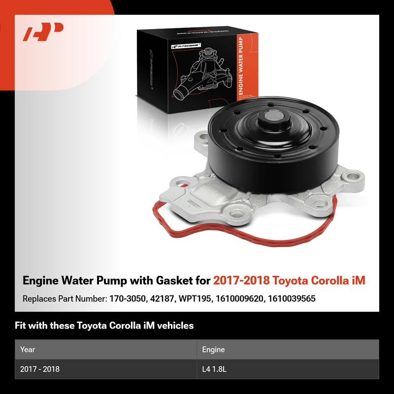 Engine Water Pump with Gasket for 2017-2018 Toyota Corolla iM
