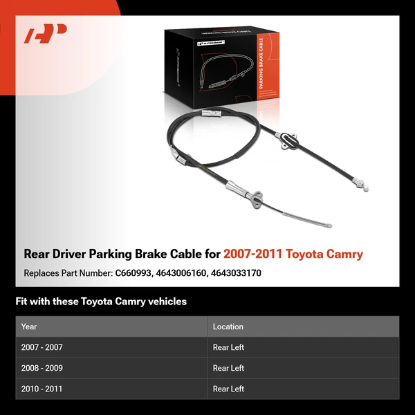 Rear Driver Parking Brake Cable for 2007-2011 Toyota Camry
