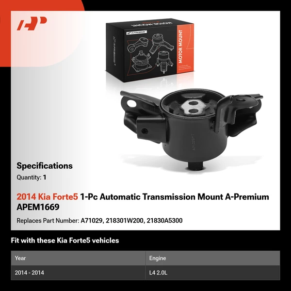 2014 Kia Forte5 1-Pc Automatic Transmission Mount A-Premium APEM1669