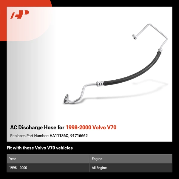 AC Discharge Hose for 1998-2000 Volvo V70