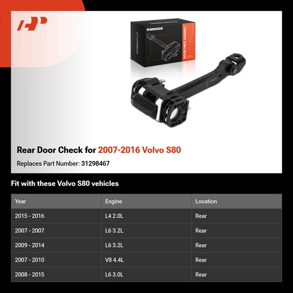 Rear Door Check for 2007-2016 Volvo S80