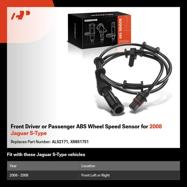 Front Driver or Passenger ABS Wheel Speed Sensor for 2008 Jaguar S-Type