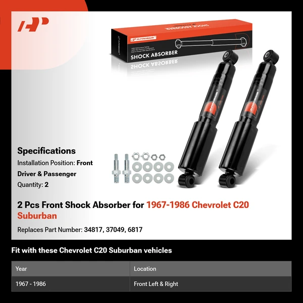 2 Pcs Front Shock Absorber for 1967-1986 Chevrolet C20 Suburban