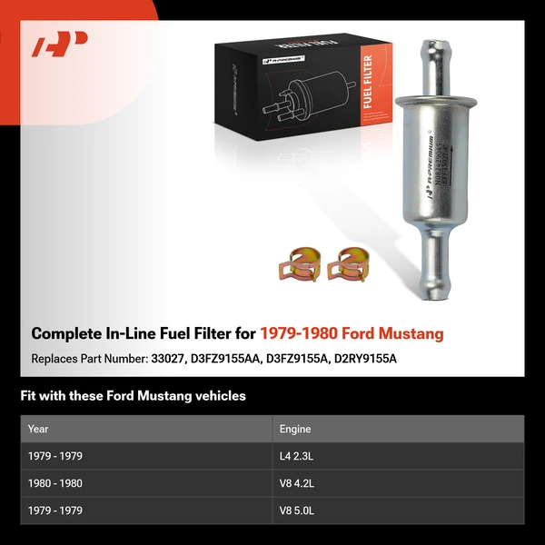 Complete In-Line Fuel Filter for 1979-1980 Ford Mustang