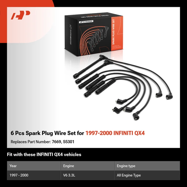 6 Pcs Spark Plug Wire Set for 1997-2000 INFINITI QX4