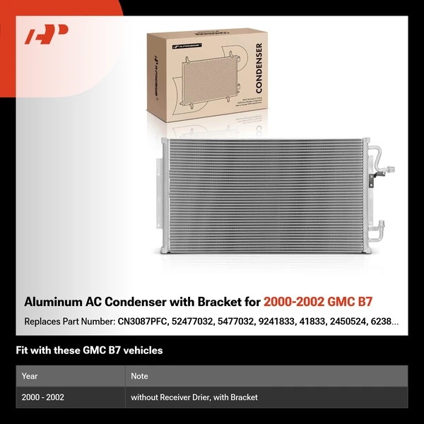Aluminum AC Condenser with Bracket for 2000-2002 GMC B7
