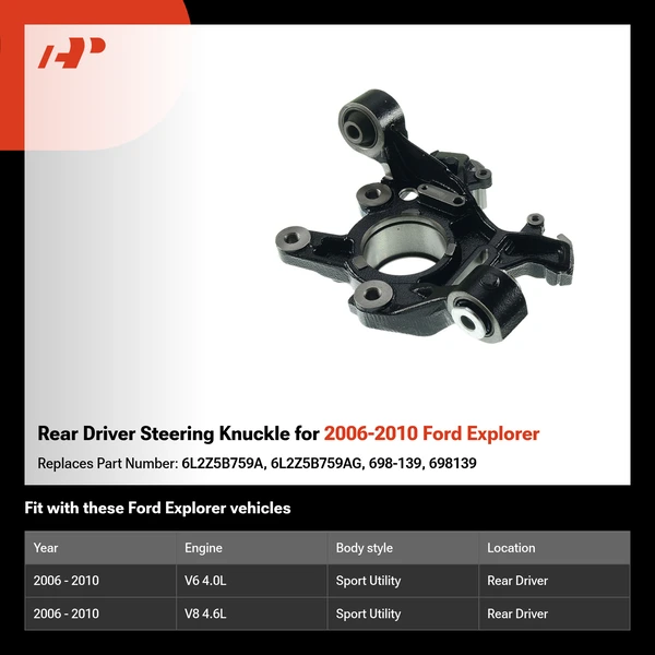 Rear Driver Steering Knuckle for 2006-2010 Ford Explorer
