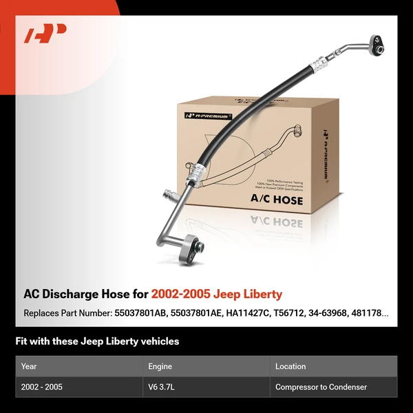 AC Discharge Hose for 2002-2005 Jeep Liberty