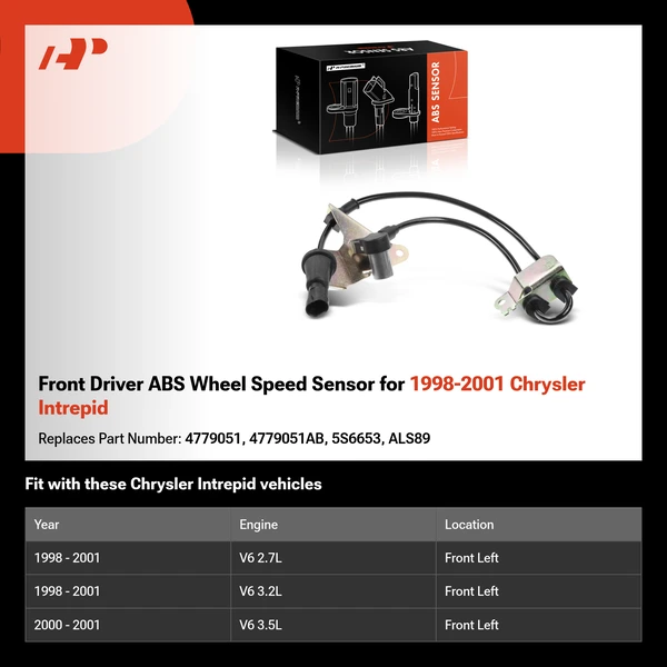 Front Driver ABS Wheel Speed Sensor for 1998-2001 Chrysler Intrepid