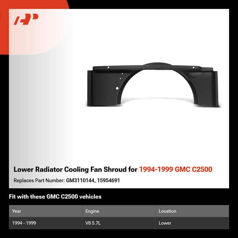 Lower Radiator Cooling Fan Shroud for 1994-1999 GMC C2500