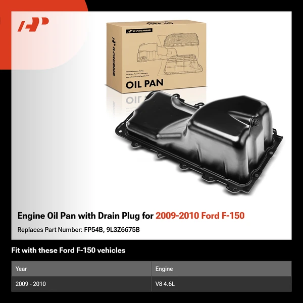 Engine Oil Pan with Drain Plug for 2009-2010 Ford F-150