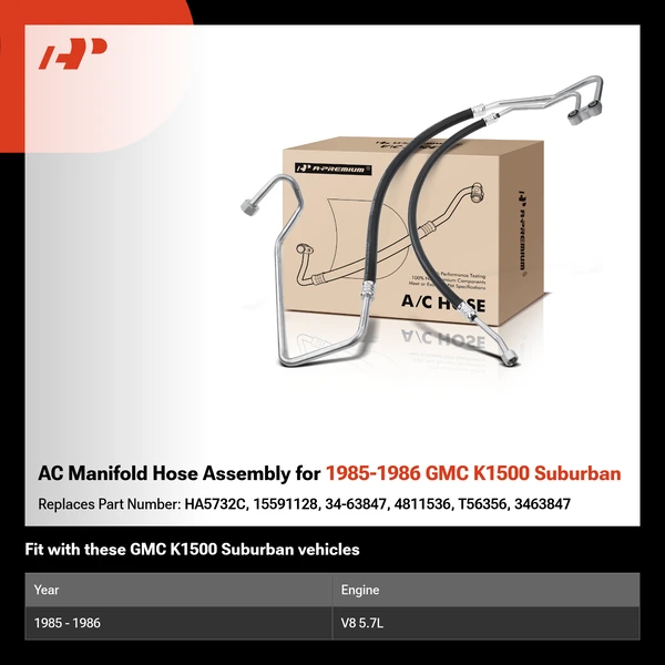 AC Manifold Hose Assembly for 1985-1986 GMC K1500 Suburban