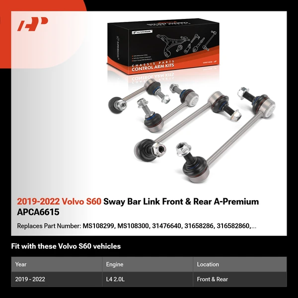2019-2022 Volvo S60 Sway Bar Link Front & Rear A-Premium APCA6615