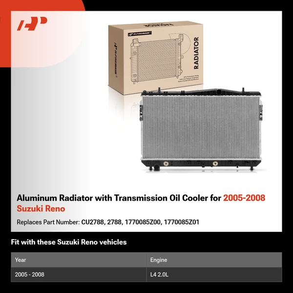 Aluminum Radiator with Transmission Oil Cooler for 2005-2008 Suzuki Reno