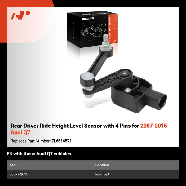 Rear Driver Ride Height Level Sensor with 4 Pins for 2007-2015 Audi Q7