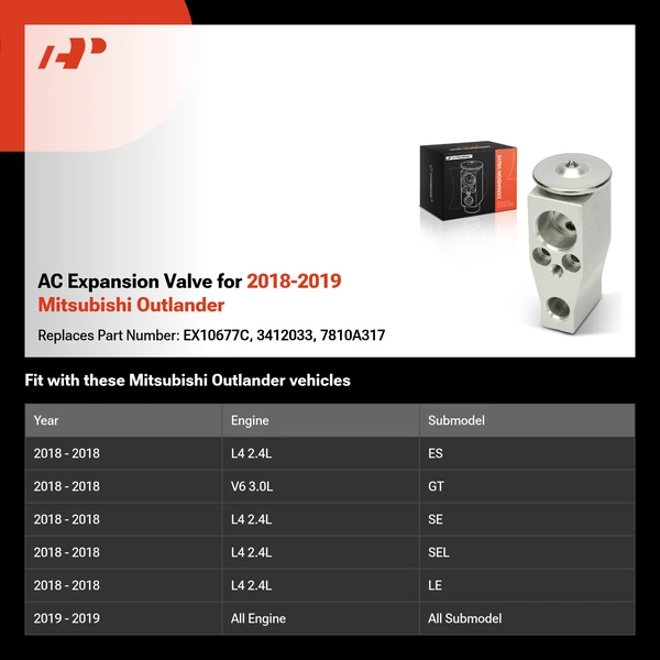 AC Expansion Valve for 2018-2019 Mitsubishi Outlander
