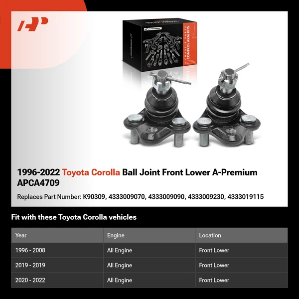 1996-2022 Toyota Corolla Ball Joint Front Lower A-Premium APCA4709