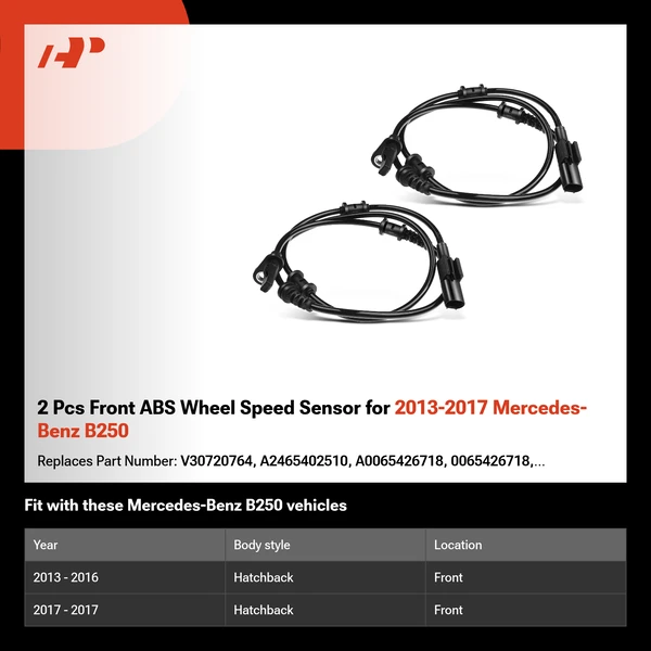 2 Pcs Front ABS Wheel Speed Sensor for 2013-2017 Mercedes-Benz B250