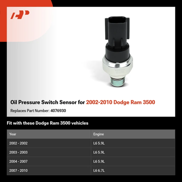 Oil Pressure Switch Sensor for 2002-2010 Dodge Ram 3500