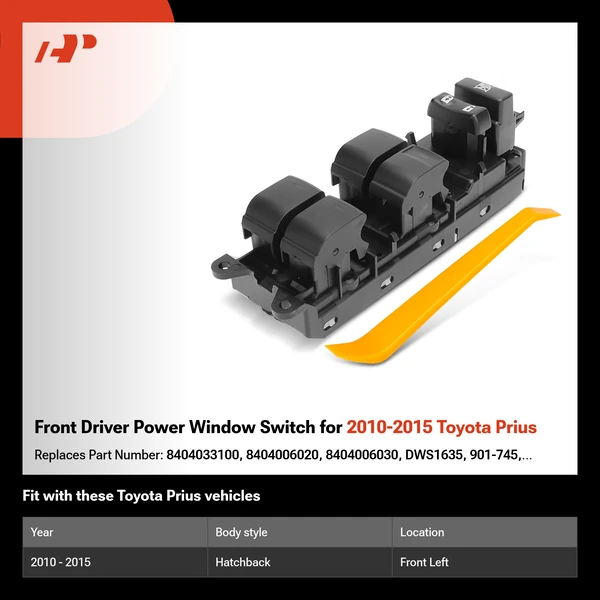 Front Driver Power Window Switch for 2010-2015 Toyota Prius