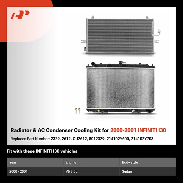 Radiator & AC Condenser Cooling Kit for 2000-2001 INFINITI I30