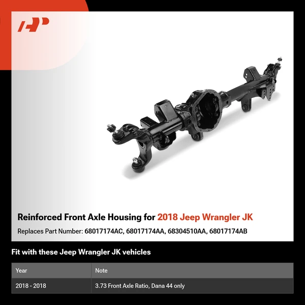 Reinforced Front Axle Housing for 2018 Jeep Wrangler JK
