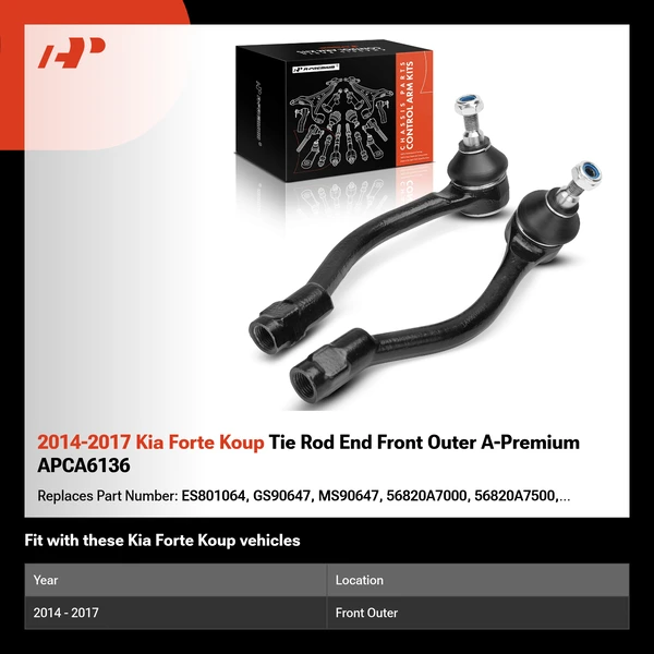 2014-2017 Kia Forte Koup Tie Rod End Front Outer A-Premium APCA6136