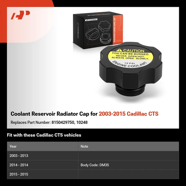 Coolant Reservoir Radiator Cap for 2003-2015 Cadillac CTS
