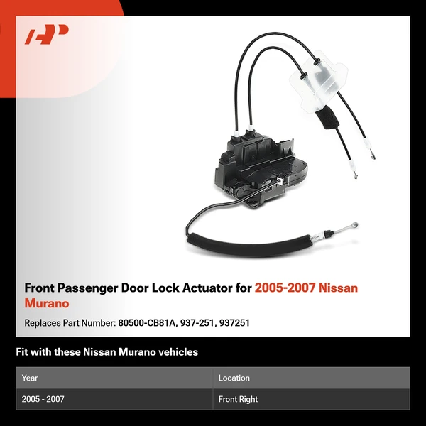 Front Passenger Door Lock Actuator for 2005-2007 Nissan Murano