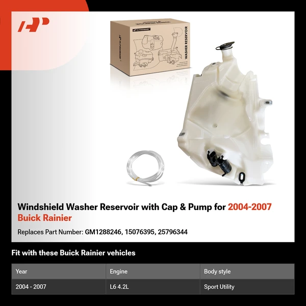 Windshield Washer Reservoir with Cap & Pump for 2004-2007 Buick Rainier