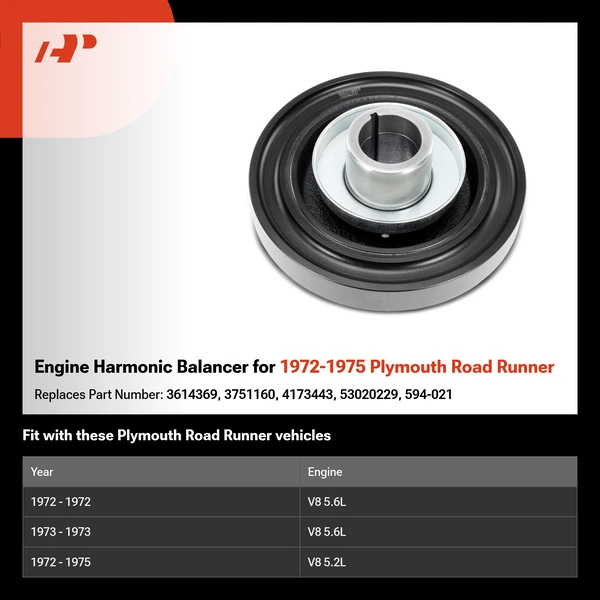 Engine Harmonic Balancer for 1972-1975 Plymouth Road Runner