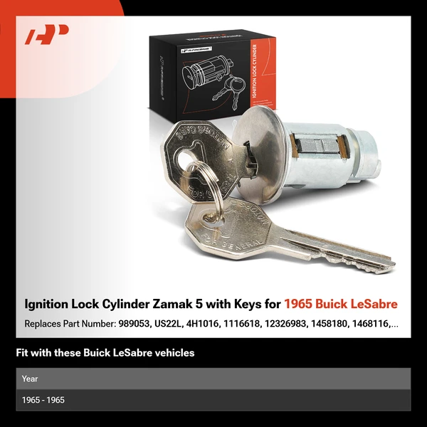 Ignition Lock Cylinder Zamak 5 with Keys for 1965 Buick LeSabre