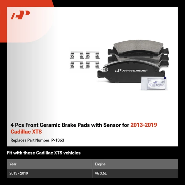 4 Pcs Front Ceramic Brake Pads with Sensor for 2013-2019 Cadillac XTS