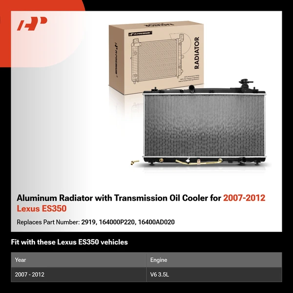 Aluminum Radiator with Transmission Oil Cooler for 2007-2012 Lexus ES350