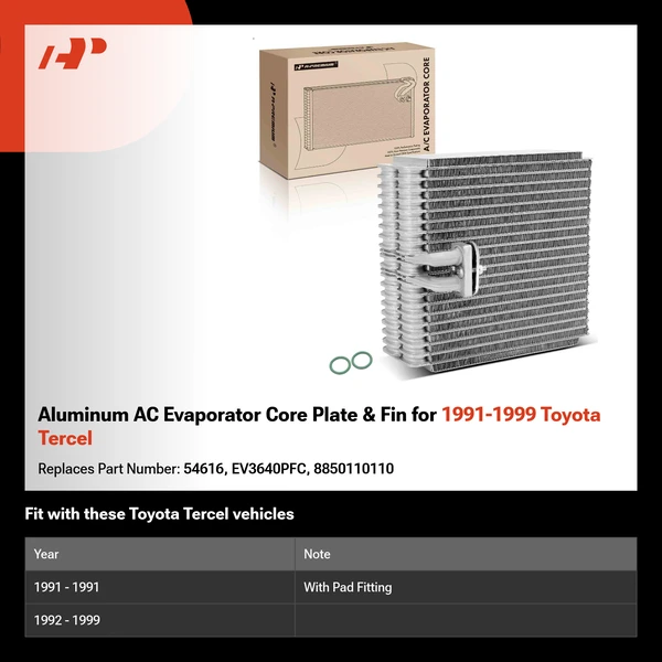 Aluminum AC Evaporator Core Plate & Fin for 1991-1999 Toyota Tercel