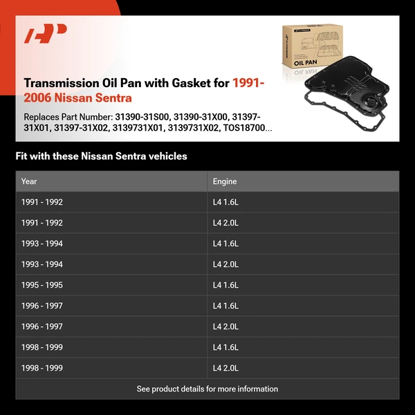 Transmission Oil Pan with Gasket for 1991-2006 Nissan Sentra