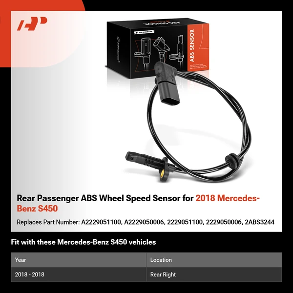 Rear Passenger ABS Wheel Speed Sensor for 2018 Mercedes-Benz S450