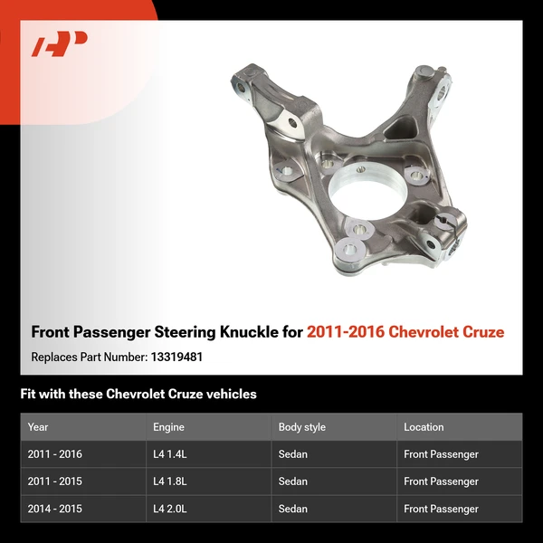 Front Passenger Steering Knuckle for 2011-2016 Chevrolet Cruze