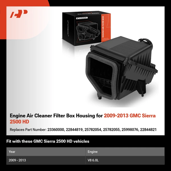 Engine Air Cleaner Filter Box Housing for 2009-2013 GMC Sierra 2500 HD