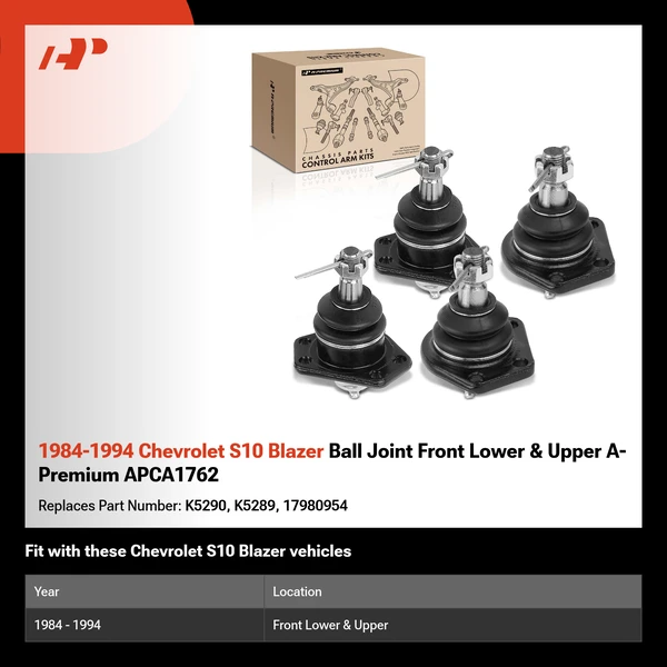 1984-1994 Chevrolet S10 Blazer Ball Joint Front Lower & Upper A-Premium APCA1762