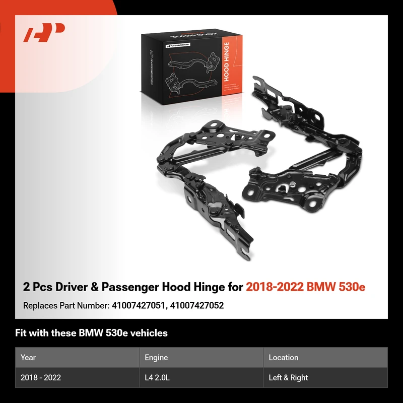 2 Pcs Driver & Passenger Hood Hinge for 2018-2022 BMW 530e