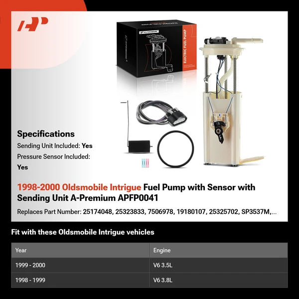 1998-2000 Oldsmobile Intrigue Fuel Pump with Sensor with Sending Unit A-Premium APFP0041