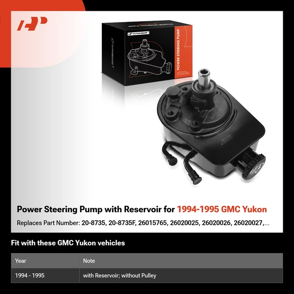 Power Steering Pump with Reservoir for 1994-1995 GMC Yukon