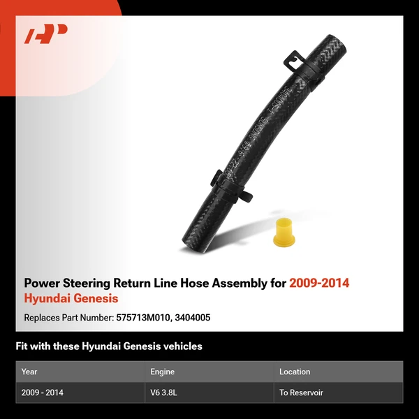 Power Steering Return Line Hose Assembly for 2009-2014 Hyundai Genesis
