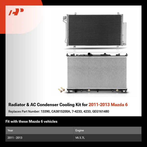 Radiator & AC Condenser Cooling Kit for 2011-2013 Mazda 6