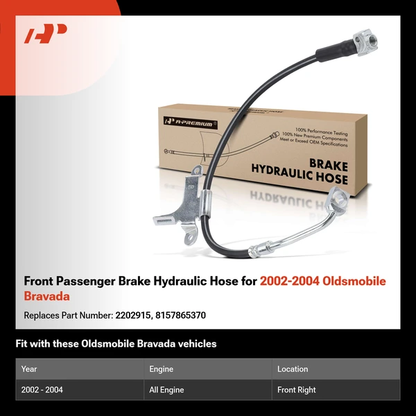 Front Passenger Brake Hydraulic Hose for 2002-2004 Oldsmobile Bravada