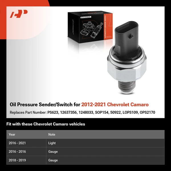 Oil Pressure Sender/Switch for 2012-2021 Chevrolet Camaro